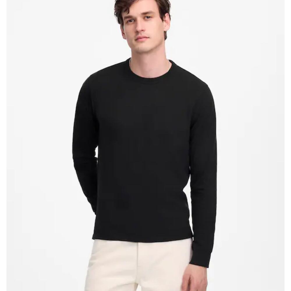 NWT Madewell Heavyweight Slub Cotton Long-Sleeve Tee In Jet Black Size M